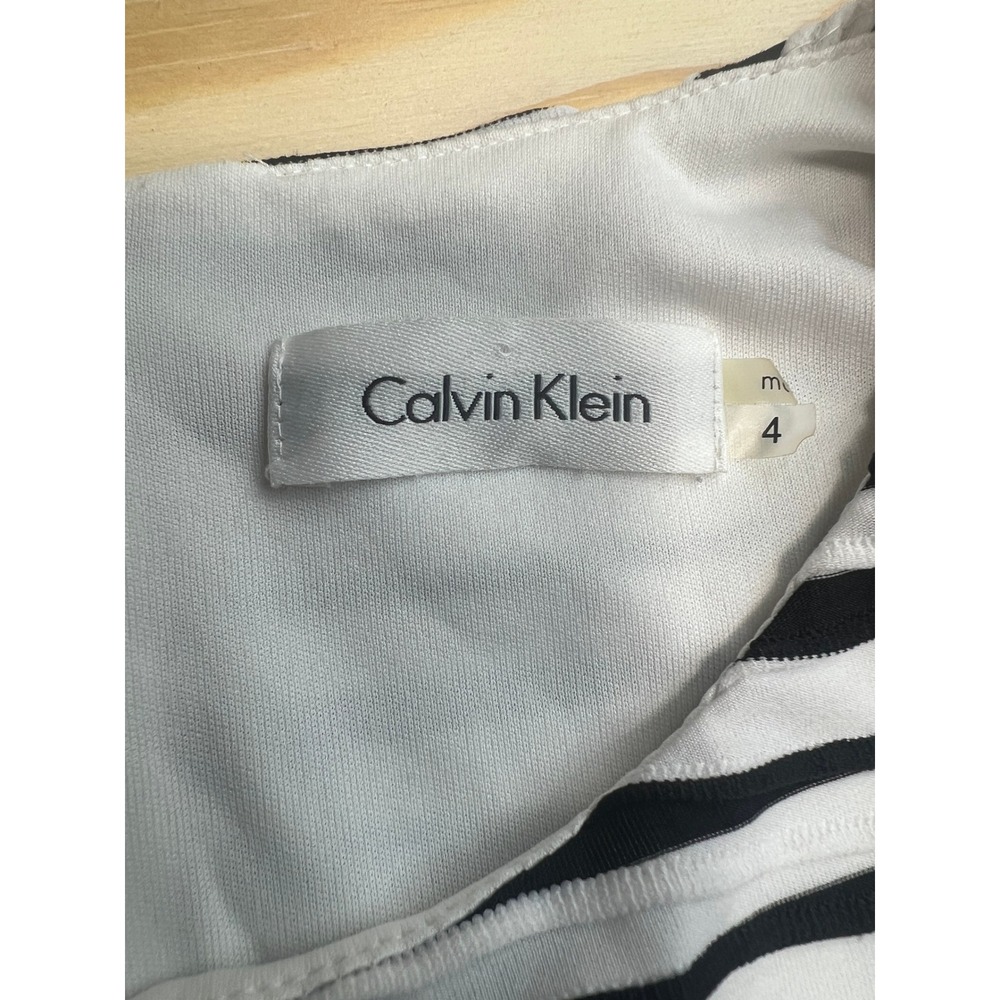 Calvin Klein Womens Black White Striped Sleeveless Sheath Dress Size 4 - Picture 2 of 6